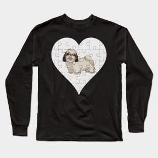 Shih Tzu Heart Jigsaw Pieces Design - Gift for Shih Tzu Lovers Long Sleeve T-Shirt